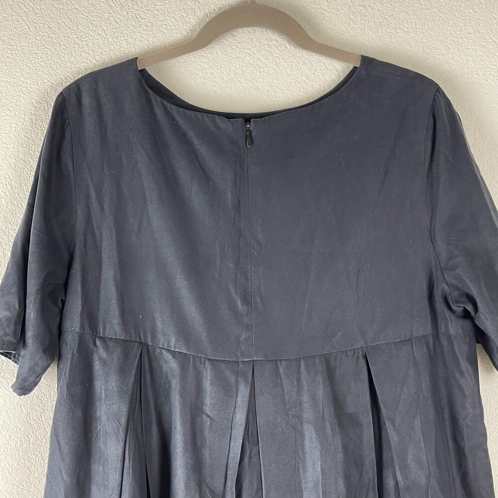 Billy Reid Faux Suede Tent Dress Womens Large Black Silk Lining Lagenlook - Picture 9 of 11